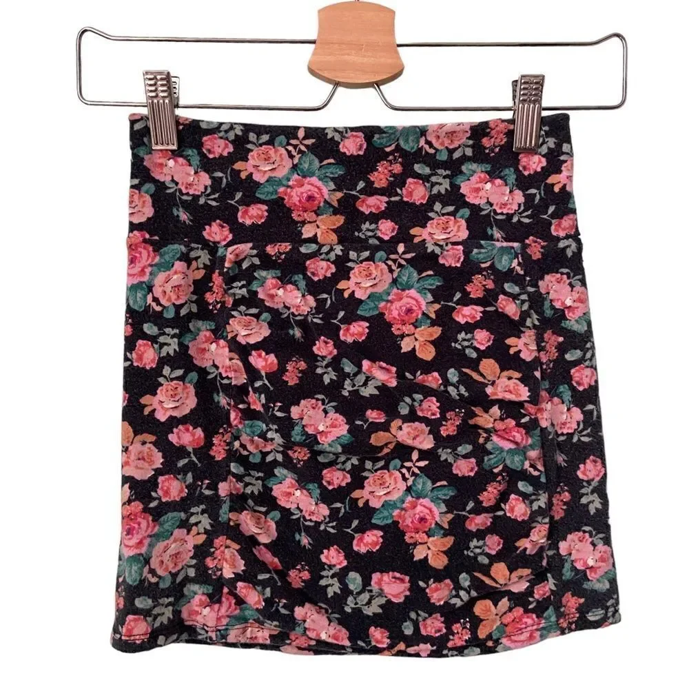 Free People Floral Ruched Fitted Mini Skirt in Size XS